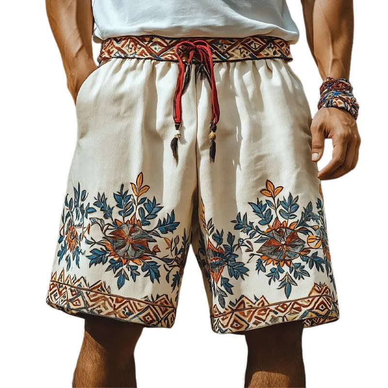 Men's Summer Retro Embroidered Loose Shorts MTA1531D2U sold by Manly