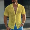 Men's Summer Solid Color Breathable Mesh Short Sleeve Shirt MTA1708D1U sold by Manly