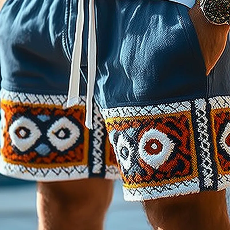 Men's Summer Fashion Embroidered Lace-Up Shorts MTA1746D9U sold by Manly product image thumbnail 3