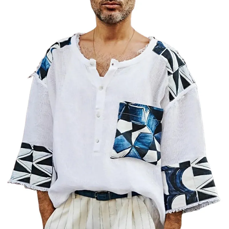 Men's Summer Comfortable Stitching Loose T-shirt MTA1752D1U sold by Manly