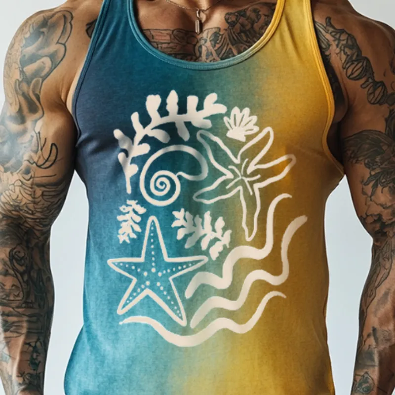 Men's Casual Ocean World Print Crew Neck Tank Top MTA1667D8TO sold by Manly product image thumbnail 3