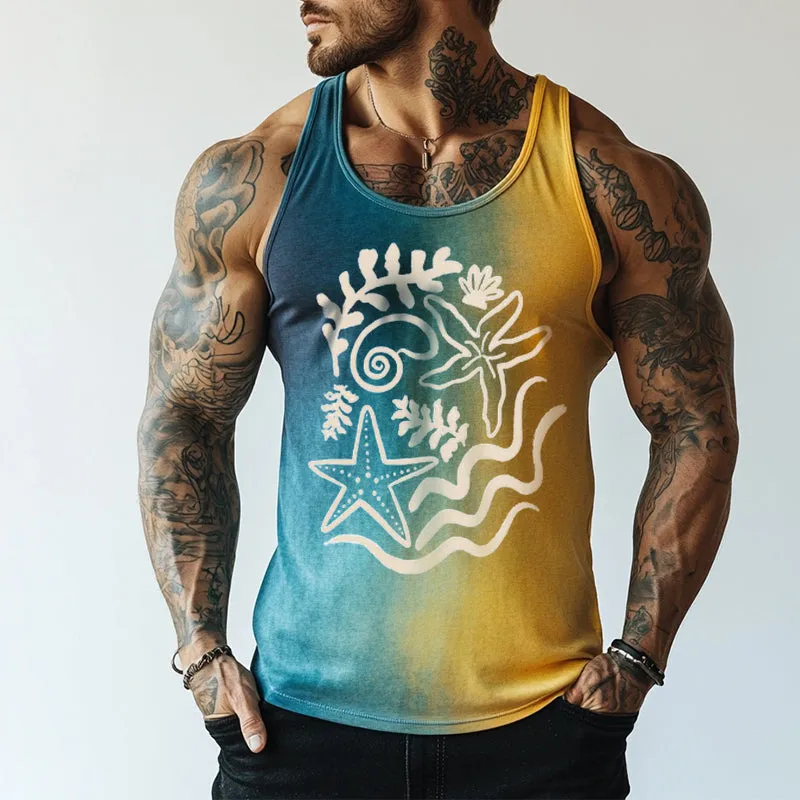Men's Casual Ocean World Print Crew Neck Tank Top MTA1667D8TO sold by Manly product image thumbnail 2
