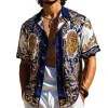 Men's Retro Luxury Palace Style Printed Satin Lapel Short Sleeve Shirt MTA1655D3TO sold by Manly