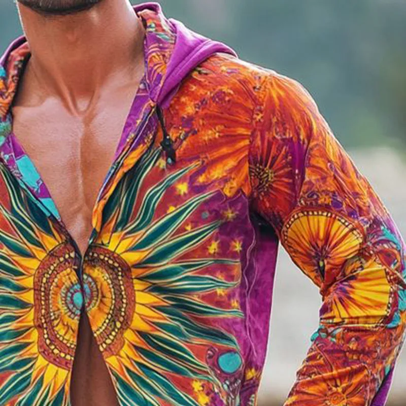 Men's Tie Dye Printed Single Breasted Hoodie MTA1758D2X sold by Manly product image thumbnail 3