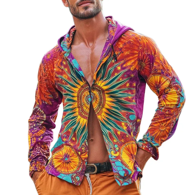Men's Tie Dye Printed Single Breasted Hoodie MTA1758D2X sold by Manly