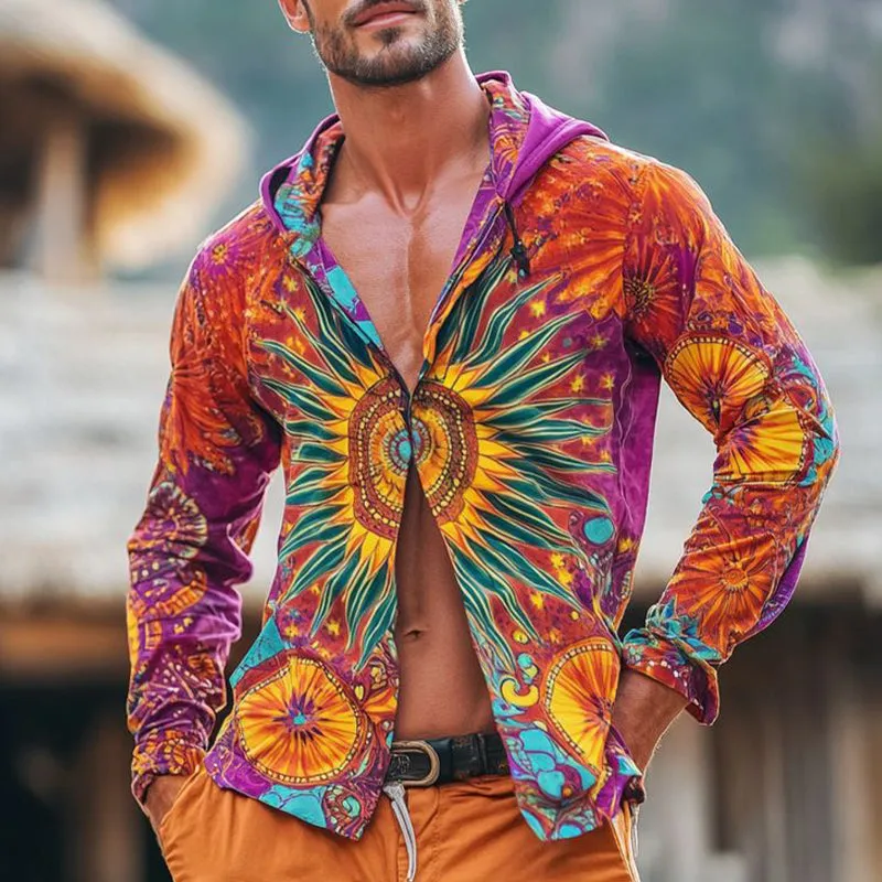 Men's Tie Dye Printed Single Breasted Hoodie MTA1758D2X sold by Manly product image thumbnail 2
