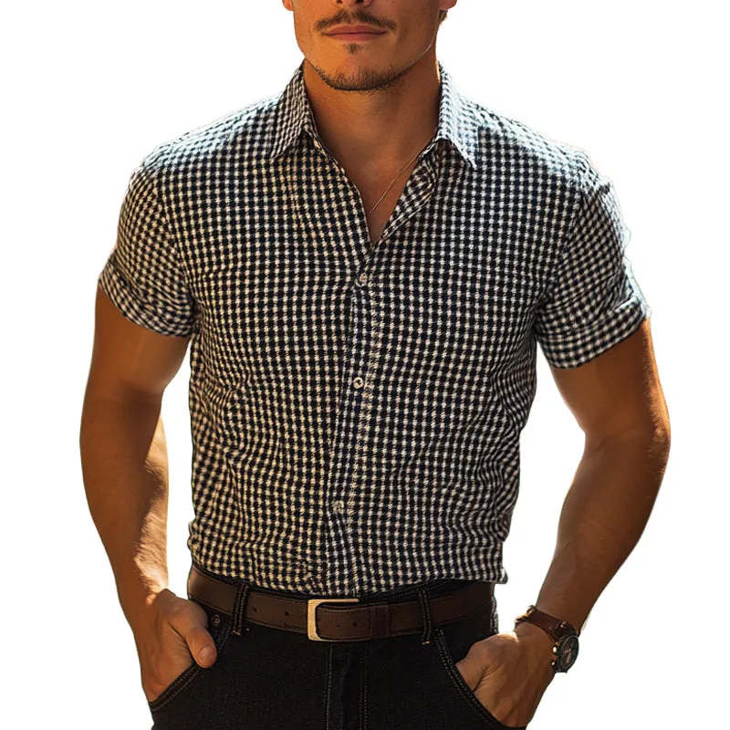 Men's Plaid Print Short Sleeve Casual Shirt MTA1716D5X sold by Manly