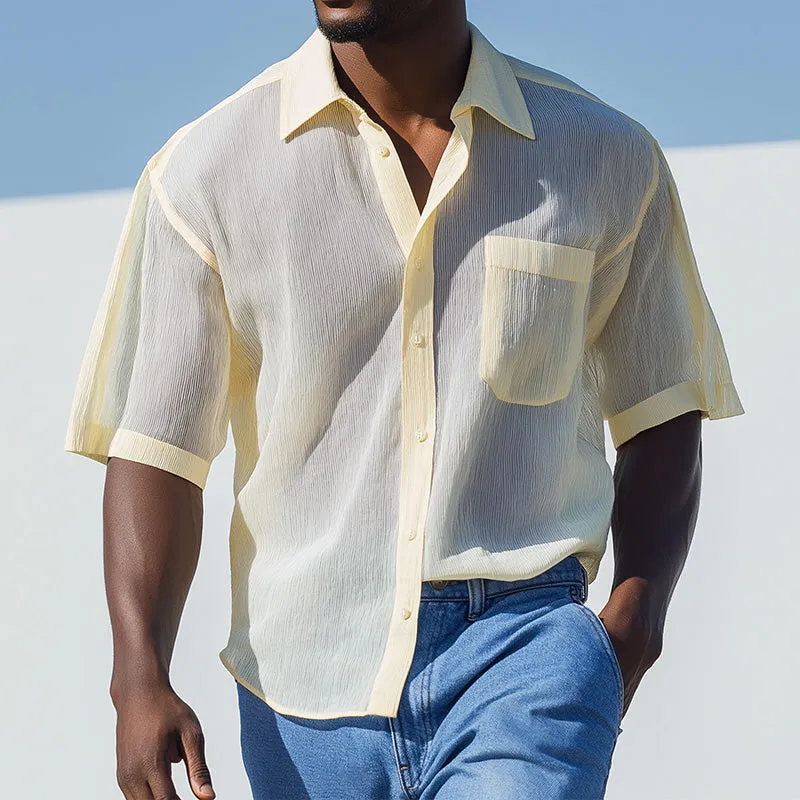 Men's Summer Fashion Breathable Striped Organza Shirt MTA1638D6P sold by Manly product image thumbnail 2