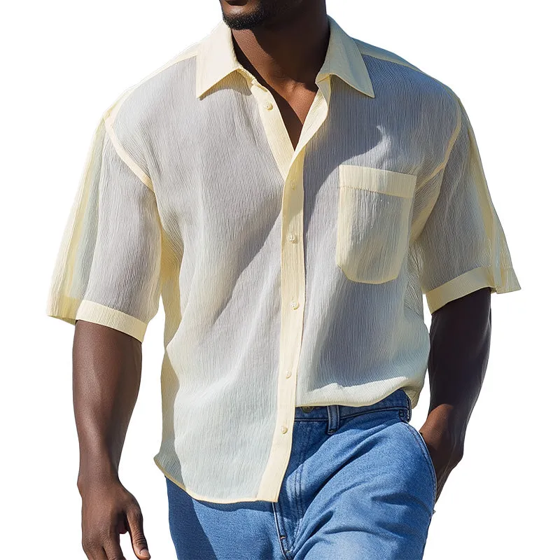 Men's Summer Fashion Breathable Striped Organza Shirt MTA1638D6P sold by Manly