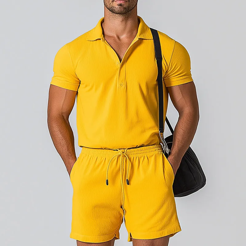 Men's Summer Fashion Cotton And Linen Short-Sleeved Shorts Suit MTA1696D1P sold by Manly product image thumbnail 2