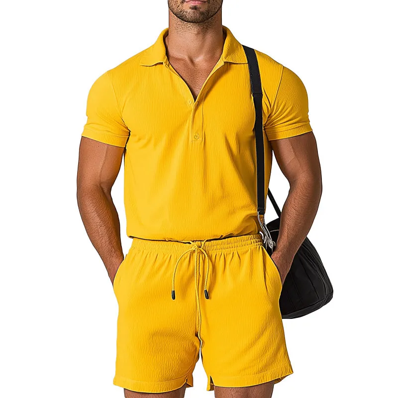 Men's Summer Fashion Cotton And Linen Short-Sleeved Shorts Suit MTA1696D1P sold by Manly