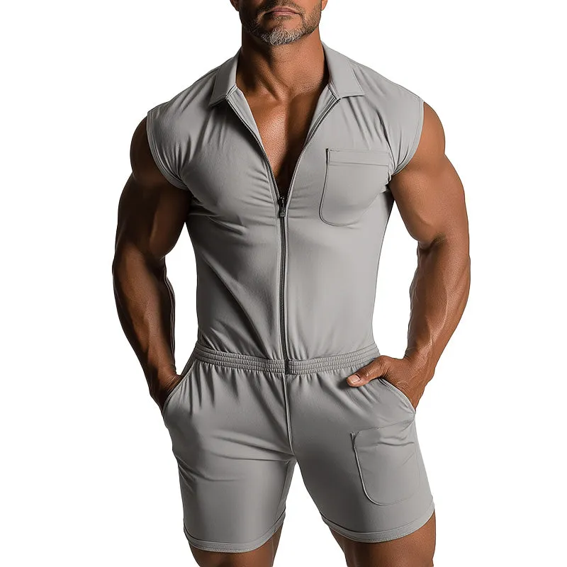 Men's Summer Fashion Cotton and Linen Slim Jumpsuit MTA1698D4P sold by Manly