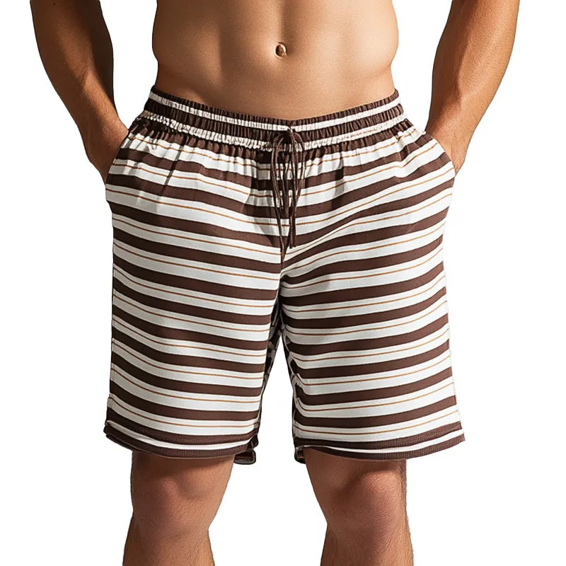Men's Summer Fashion Cotton and Linen Striped Loose Sports Shorts MTA1784D3P sold by Manly