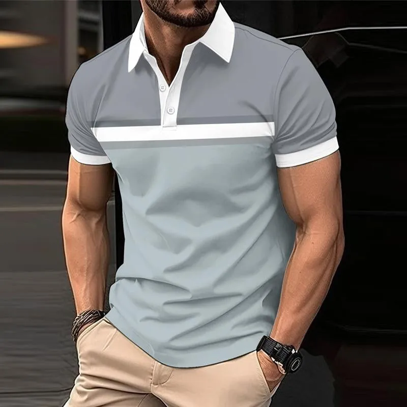 Men's Casual Color Block Striped Short Sleeve Polo Shirt 13537947Y sold by Manly product image thumbnail 4