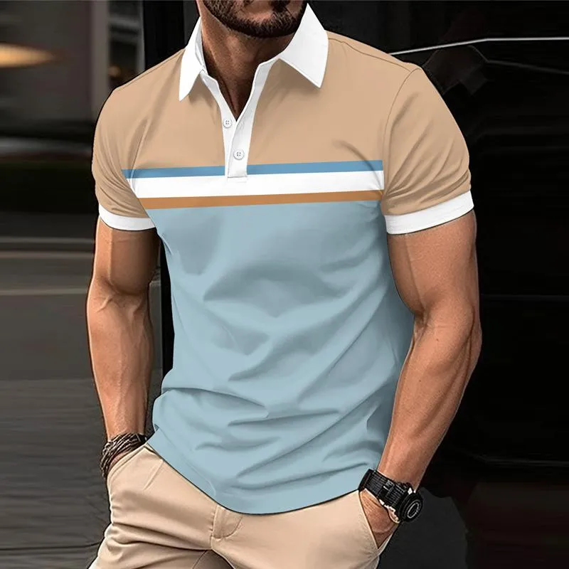 Men's Casual Color Block Striped Short Sleeve Polo Shirt 13537947Y sold by Manly product image thumbnail 2