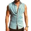 Men's Retro Casual Washed Denim Lapel Sleeveless Shirt MTA1611D6TO sold by Manly