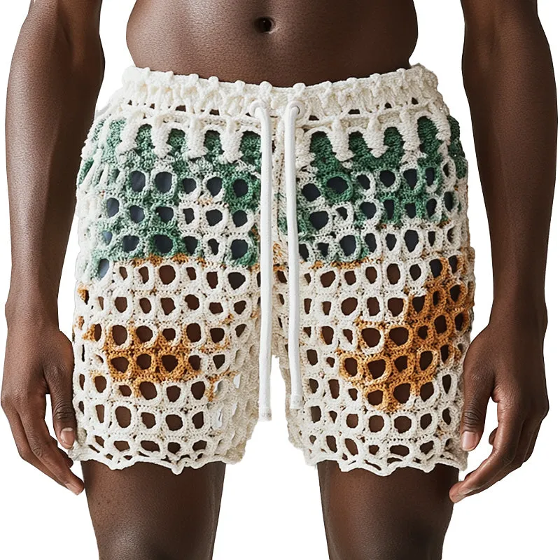 Men's Summer Fashion Hollow Breathable Woven Beach Shorts MTA2182D2P sold by Manly