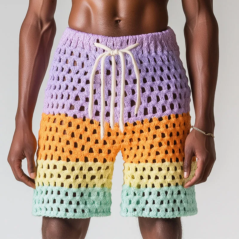 Men's Summer Fashion Hollow Breathable Gradient Woven Beach Shorts MTA2142D1P sold by Manly