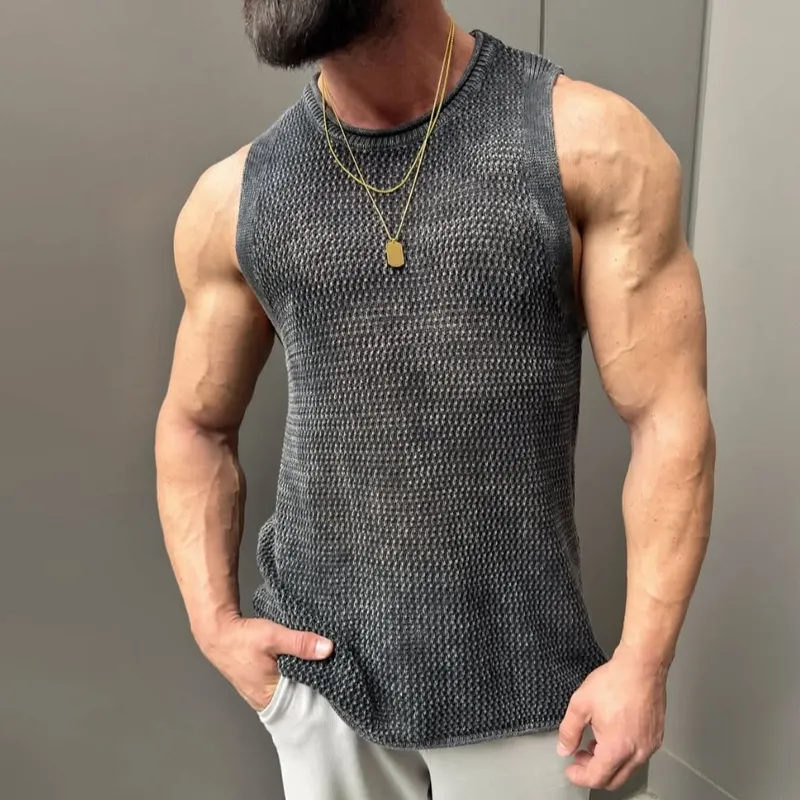 Men's Solid Knit Round Neck Sleeveless Tank Top MTA2126D8Z sold by Manly product image thumbnail 3