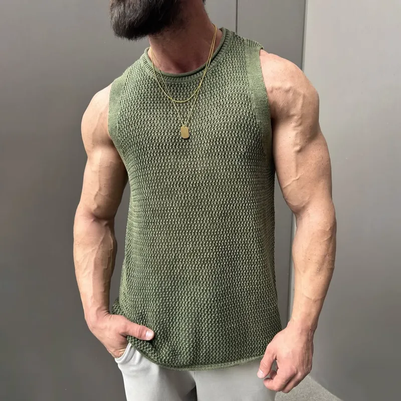 Men's Solid Knit Round Neck Sleeveless Tank Top MTA2126D8Z sold by Manly product image thumbnail 2