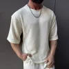 Men's Solid Color Round Neck Short Sleeve T-shirt MTA2165D1Z sold by Manly