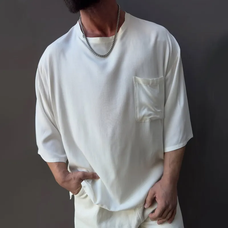 Men's Solid Color Round Neck Short Sleeve T-shirt MTA2184D5Z sold by Manly product image thumbnail 2