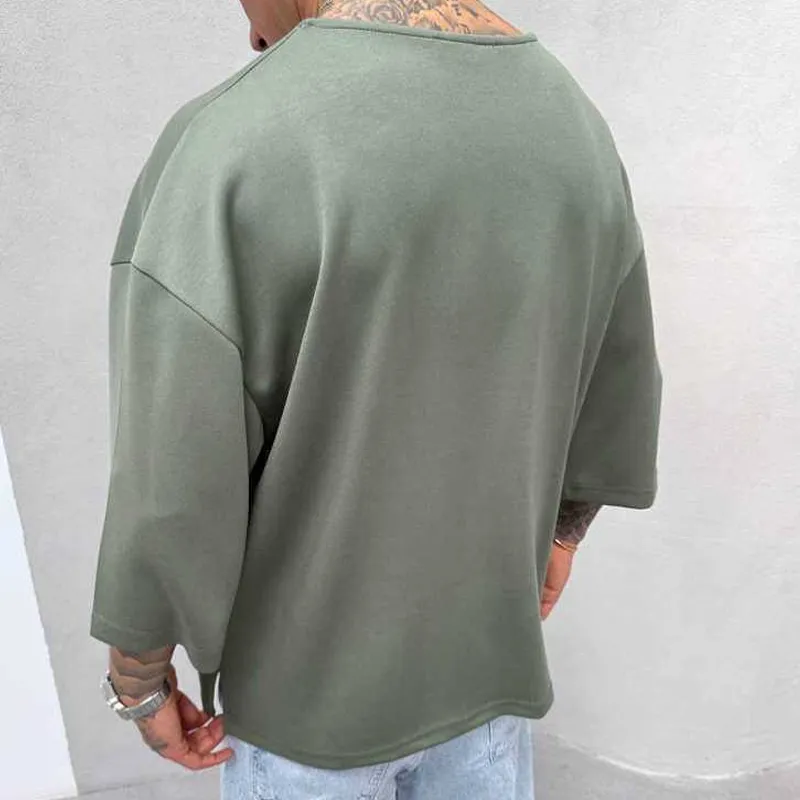 Men's Solid Color Round Neck Short Sleeve T-shirt MTA2163D1Z sold by Manly product image thumbnail 3