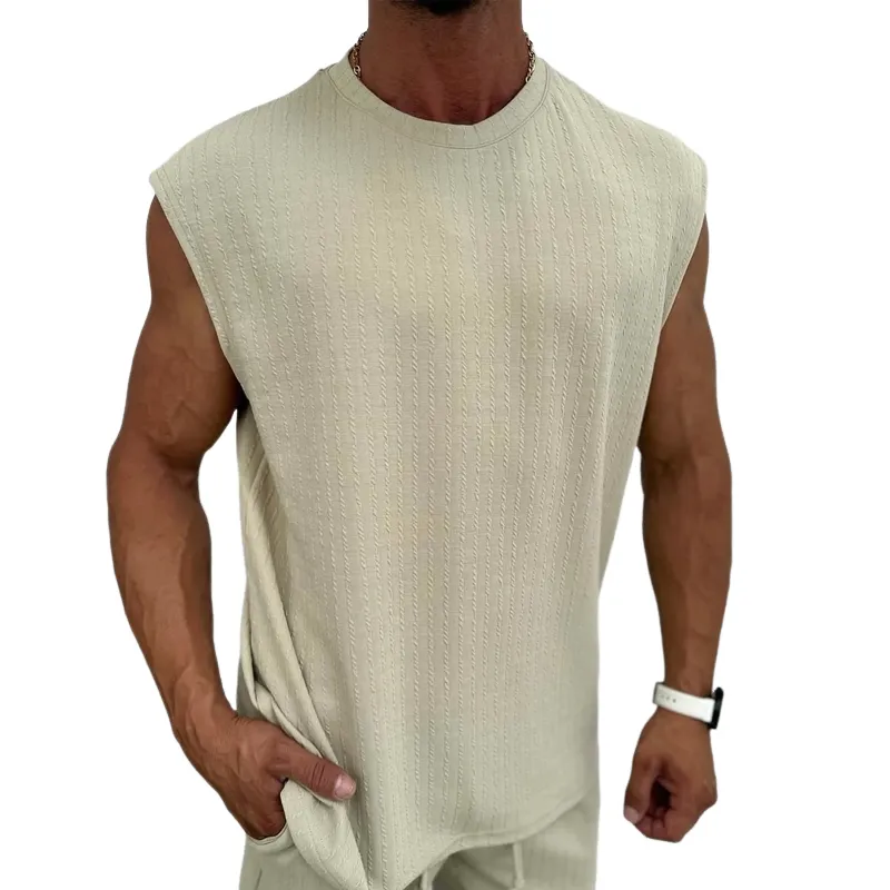 Men's Solid Color Round Neck Sleeveless Tank Top MTA2147D0Z sold by Manly