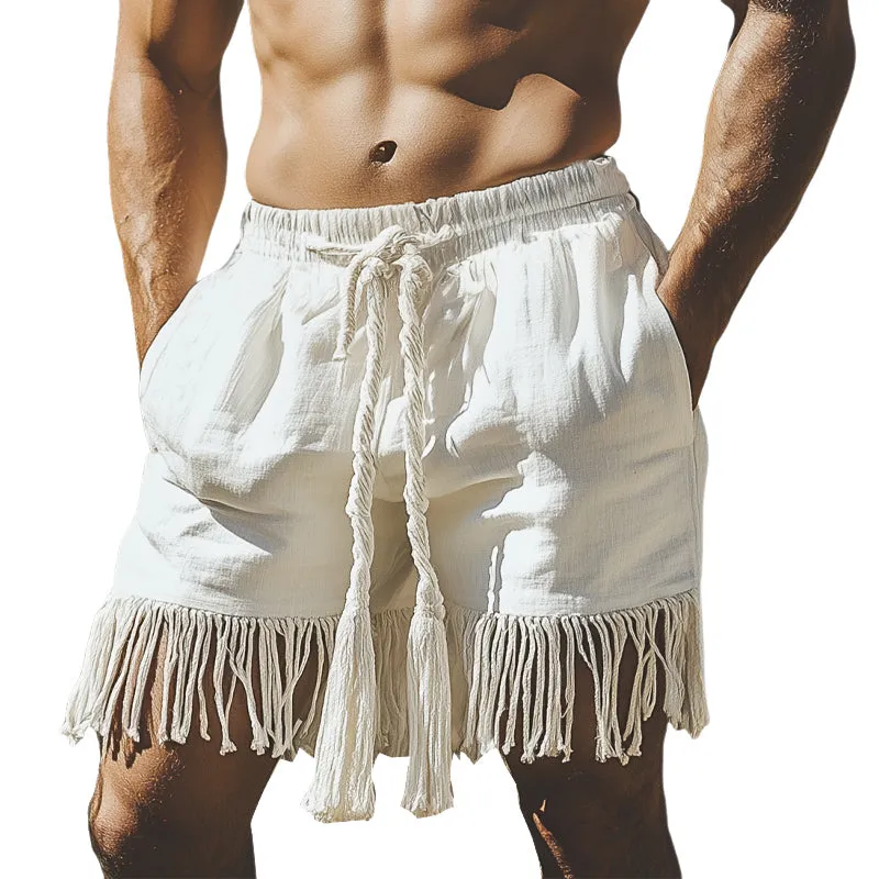 Men's Summer Classic Casual Tassel Elastic Lace-up Shorts MTA2112D3U sold by Manly