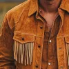 Men's Western Cowboy Suede Tassel Long Sleeve Shirt MTA2121D8U sold by Manly