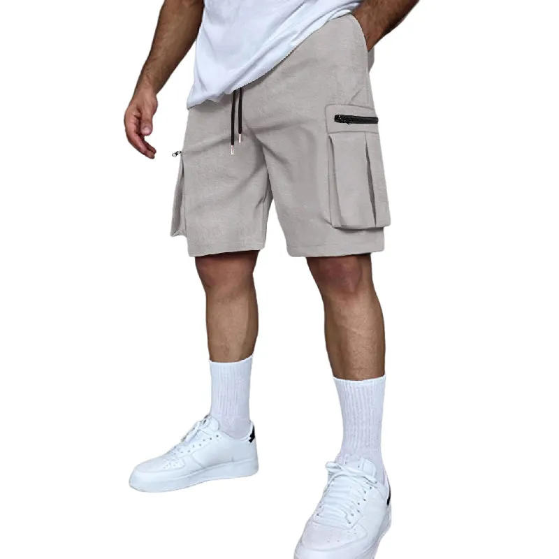 Men's Solid Multi-Pocket Elastic Cargo Shorts MTA1738D4X sold by Manly