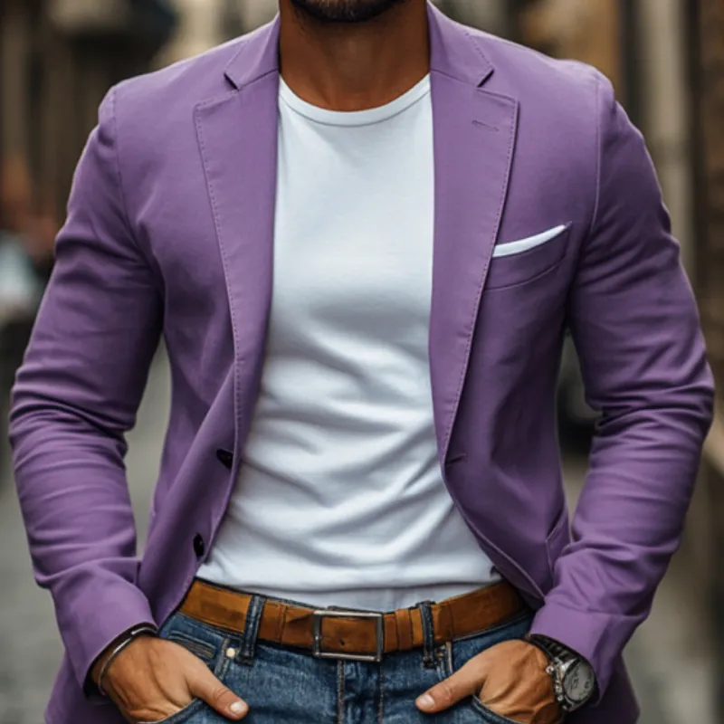 Men's Casual Breathable Cotton Notched Lapel Single Breasted Slim Fit Blazer MTA2320D6M sold by Manly product image thumbnail 3