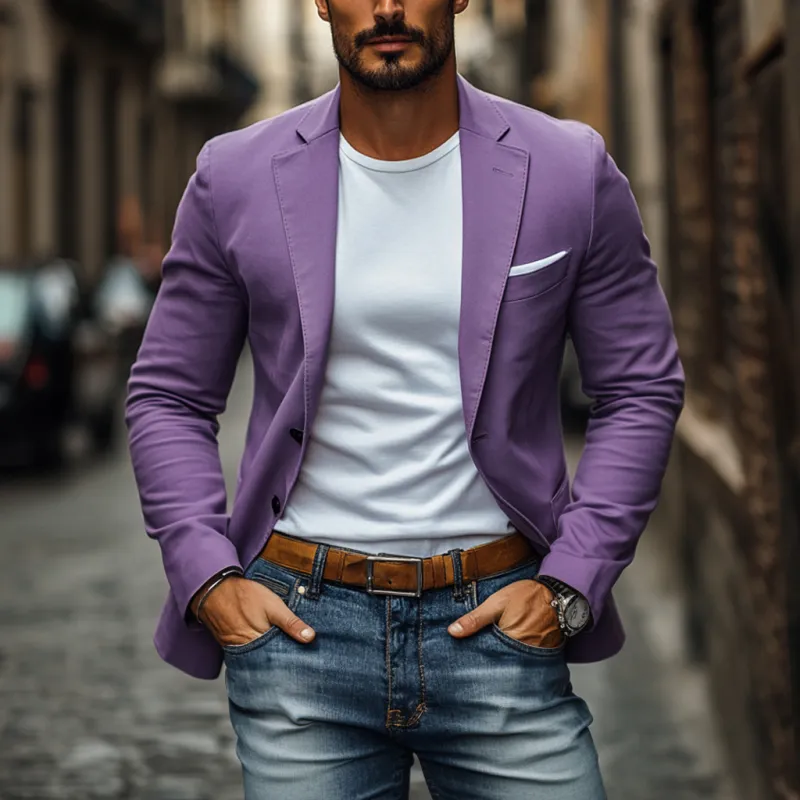 Men's Casual Breathable Cotton Notched Lapel Single Breasted Slim Fit Blazer MTA2320D6M sold by Manly product image thumbnail 2