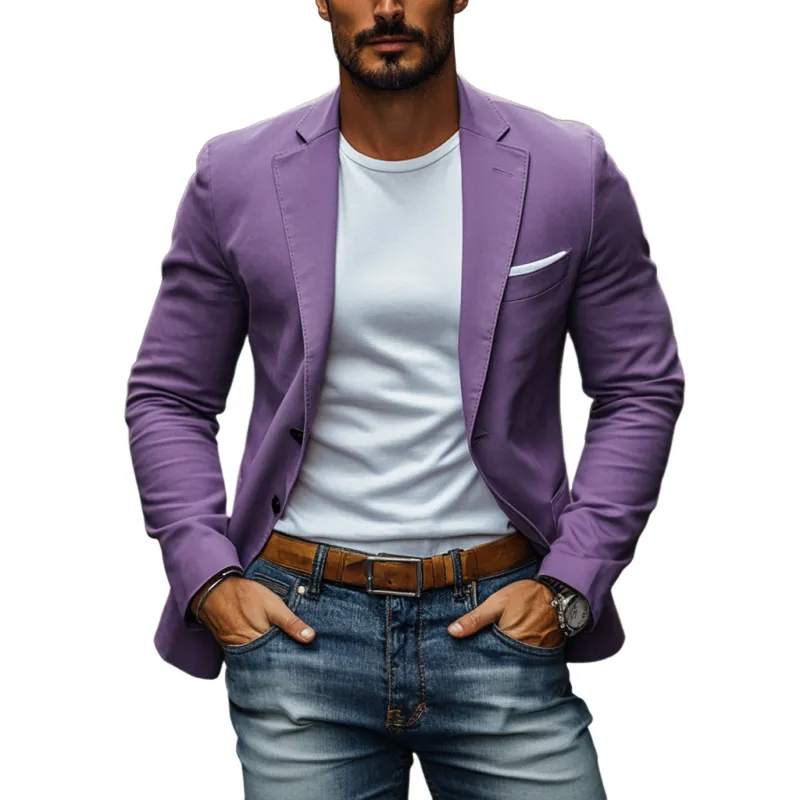 Men's Casual Breathable Cotton Notched Lapel Single Breasted Slim Fit Blazer MTA2320D6M sold by Manly