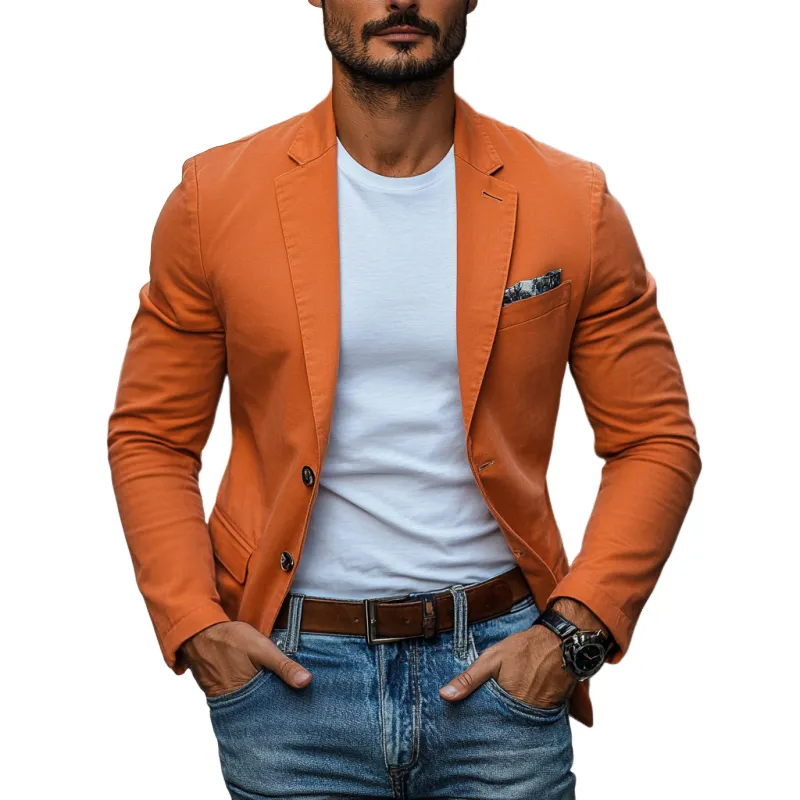 Men's Casual Breathable Cotton Notched Lapel Single Breasted Slim Fit Blazer MTA2317D1M sold by Manly