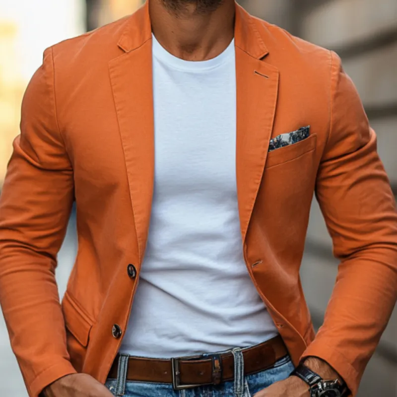 Men's Casual Breathable Cotton Notched Lapel Single Breasted Slim Fit Blazer MTA2317D1M sold by Manly product image thumbnail 3