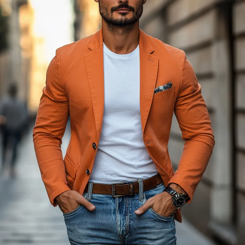 Men's Casual Breathable Cotton Notched Lapel Single Breasted Slim Fit Blazer MTA2317D1M sold by Manly product image thumbnail 2
