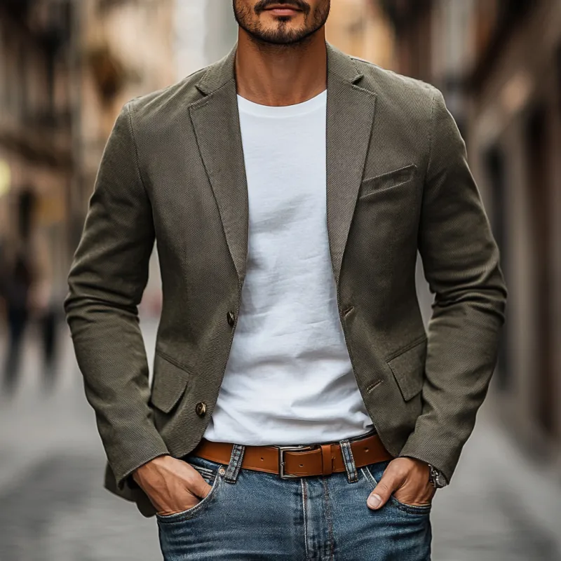 Men's Casual Twill Cotton Notch Lapel Single-Breasted Slim-Fit Blazer MTA2399D8M sold by Manly product image thumbnail 2