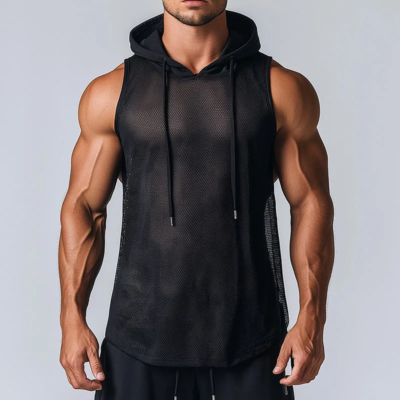 Men's Summer Hollow Mesh Breathable Hooded Tank Top MTA2323D5P sold by Manly product image thumbnail 2