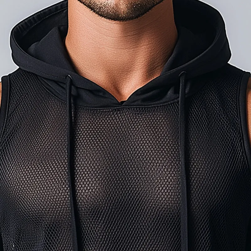 Men's Summer Hollow Mesh Breathable Hooded Tank Top MTA2323D5P sold by Manly product image thumbnail 3