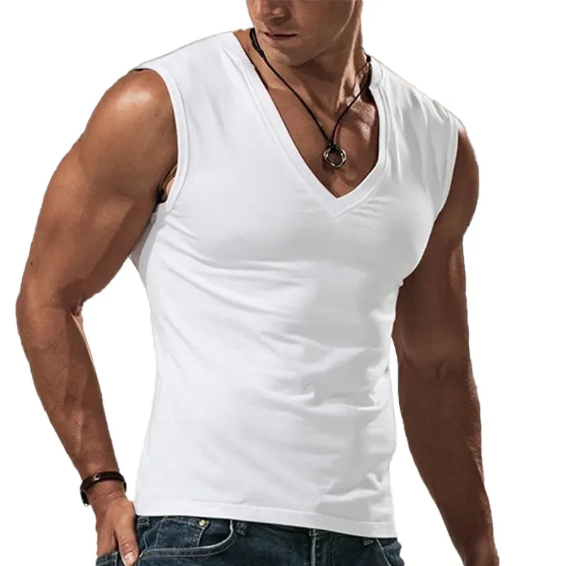 Men's Summer Simple Cotton Breathable Comfortable V-Neck Tank Top MTA2335D3P sold by Manly