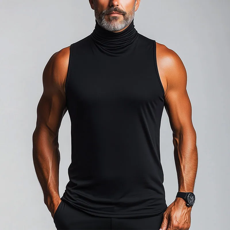 Men's Summer Fashion Elegant Cotton and Linen Turtleneck Tank Top MTA2330D7P sold by Manly product image thumbnail 2