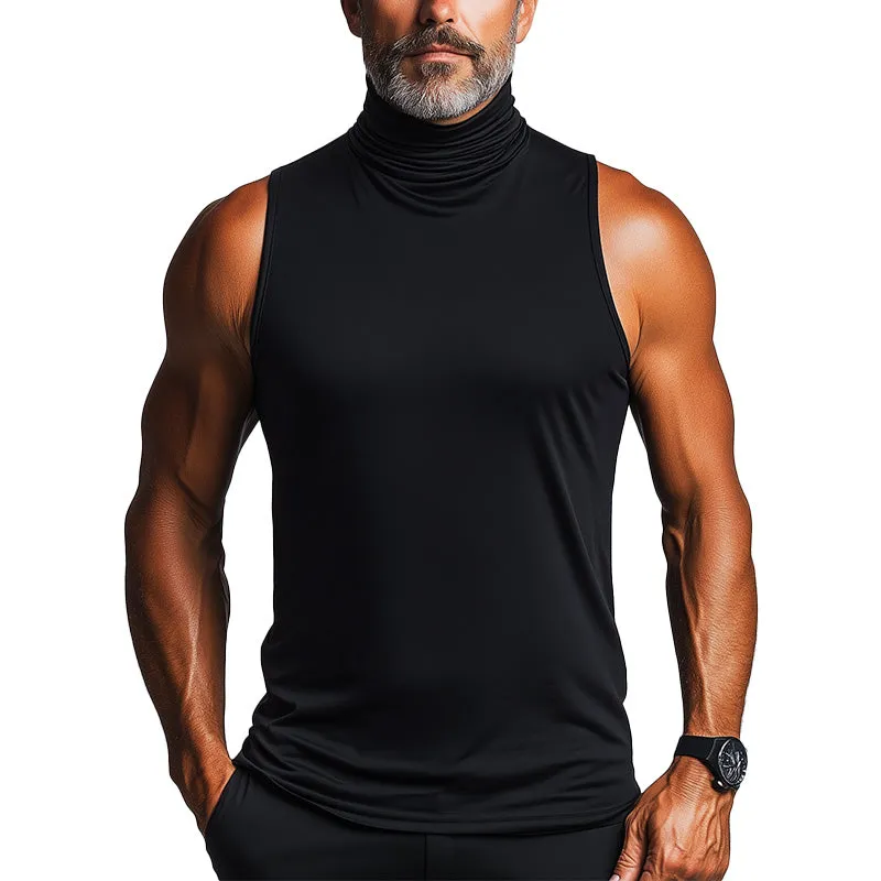 Men's Summer Fashion Elegant Cotton and Linen Turtleneck Tank Top MTA2330D7P sold by Manly