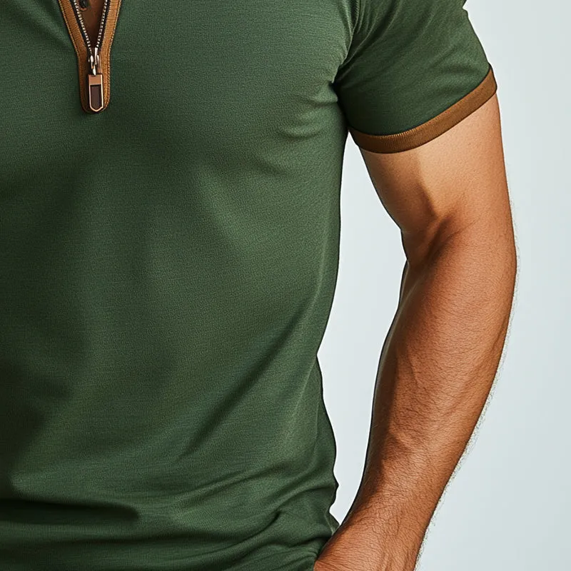 Men's Summer Slim Fit Contrast Color Comfortable Breathable Short-Sleeved Sports Polo Shirt MTA2330D4P sold by Manly product image thumbnail 4