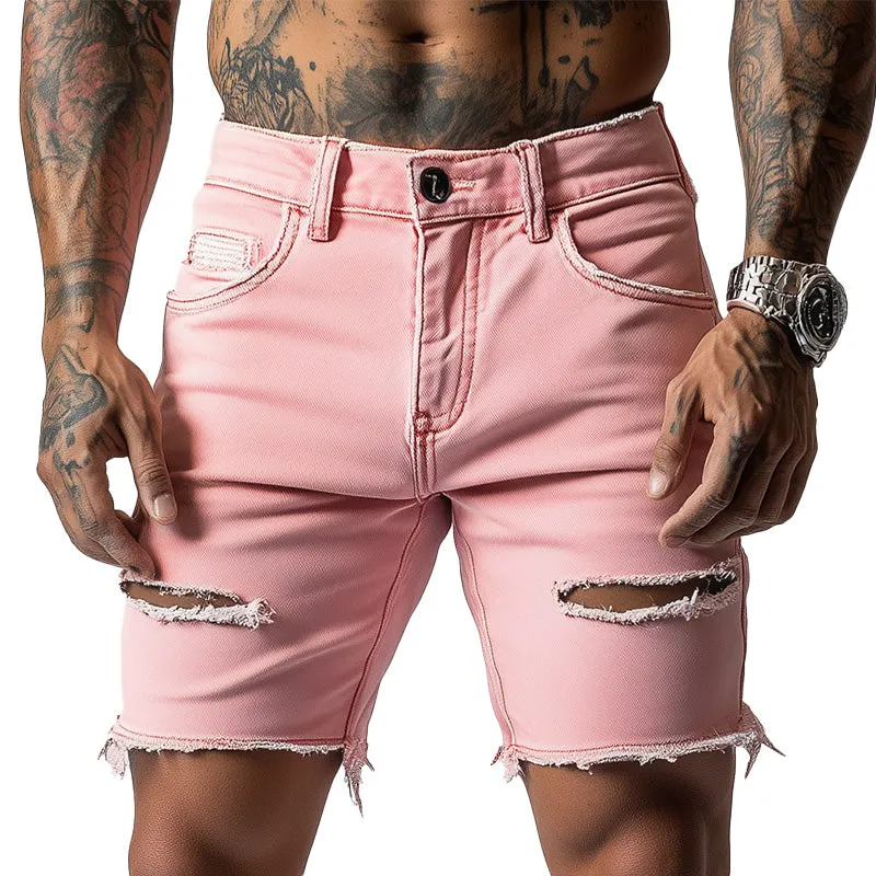Men's Summer Fashion Slim Ripped Denim Shorts MTA2329D3P sold by Manly