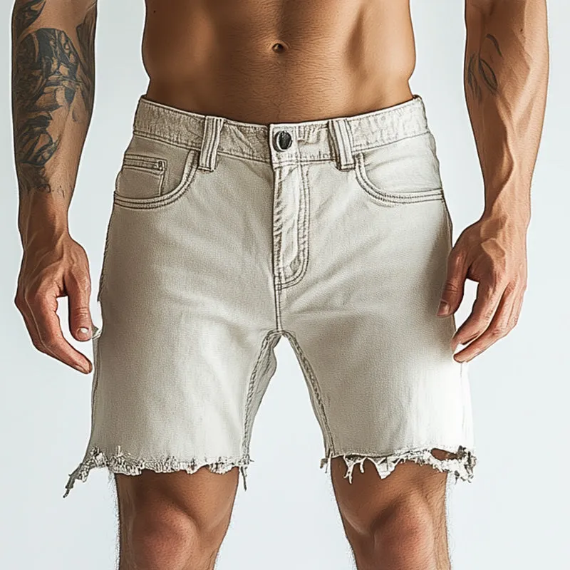 Men's Summer Fashion Slim Raw Edge Denim Shorts MTA2314D2P sold by Manly product image thumbnail 2