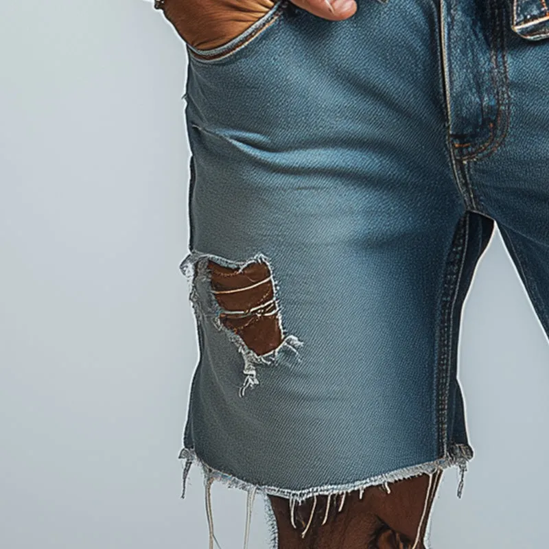 Men's Summer Fashion Brushed Ripped Denim Shorts MTA2384D6P sold by Manly product image thumbnail 3