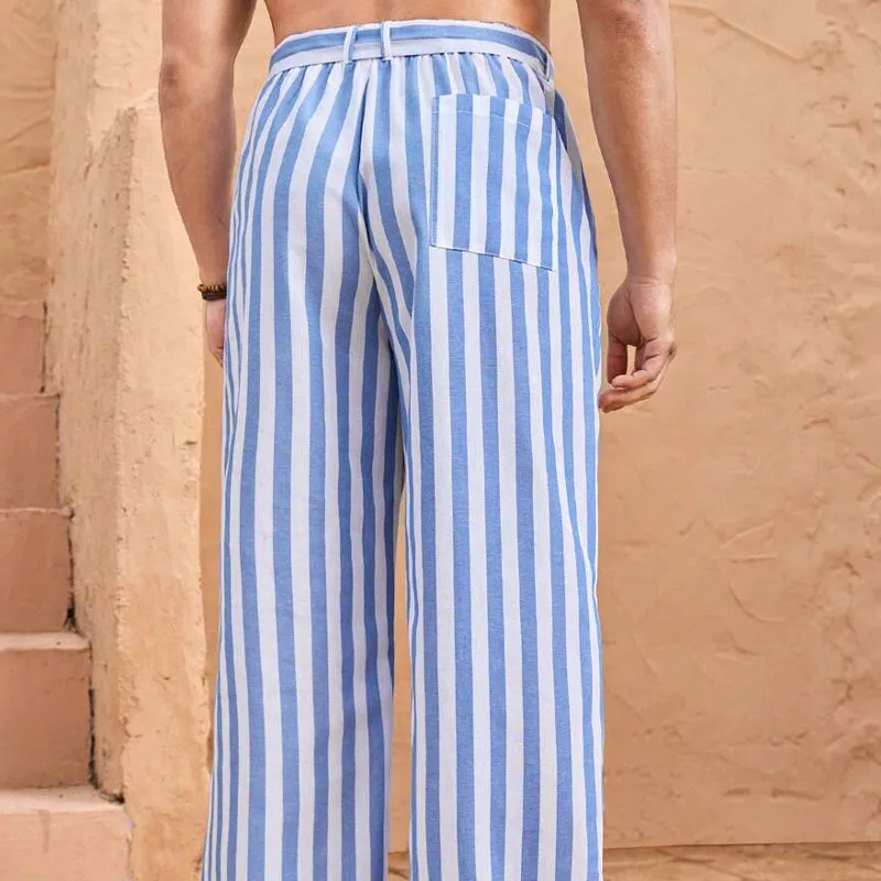 Men's Casual Striped Loose Cotton and Linen Casual Pants MTA2376D6X sold by Manly product image thumbnail 3
