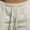 Men's Cotton And Linen Legged Solid Color Casual Cropped Pants MTA2362D3X sold by Manly