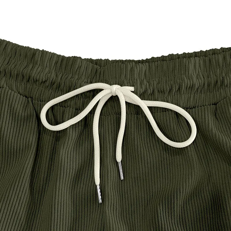 Men's Solid Color Thin Corduroy Elastic Casual Shorts MTA2136D7X sold by Manly product image thumbnail 5